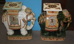Pair of Handpainted Ceramic Elephant Seats
