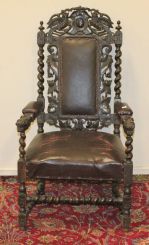 Ornately Carved Oak Arm Chair most likely attributed to Alexander Roux, N.Y.