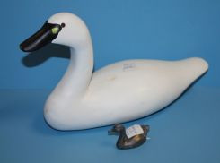 Hand Carved Wood Swan Signed