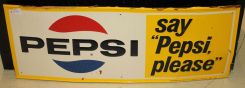 1960 Vintage Pepsi Advertisement Sign
