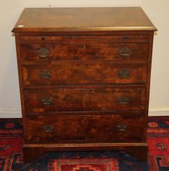 19th Century Burl Walnut Small Chippendale Chest