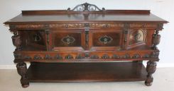 Highly Carved Walnut Jacobean Style Sideboard