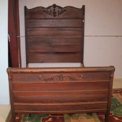 Turn of the Century Oak High Back Bed