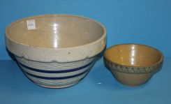 Early Marked Roseville Glazed Pottery Bowl and an Unmarked Bowl