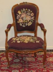 Satinwood French Needlepoint Arm Chair