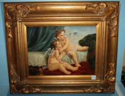 Contemporary Oil Painting of Cherubs on Board