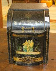 Large 19th Century Handpainted Black Pepper Tin