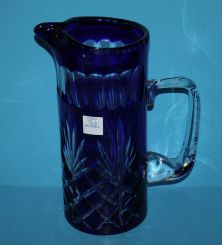Blue Cut to Clear Crystal Pitcher