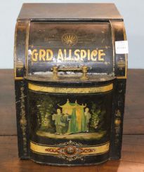 Large 19th Century Handpainted Ground Allspice Tin