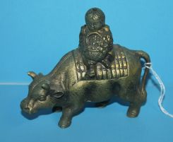 Brass Incense Burner of Buffalo and Oriential Girl