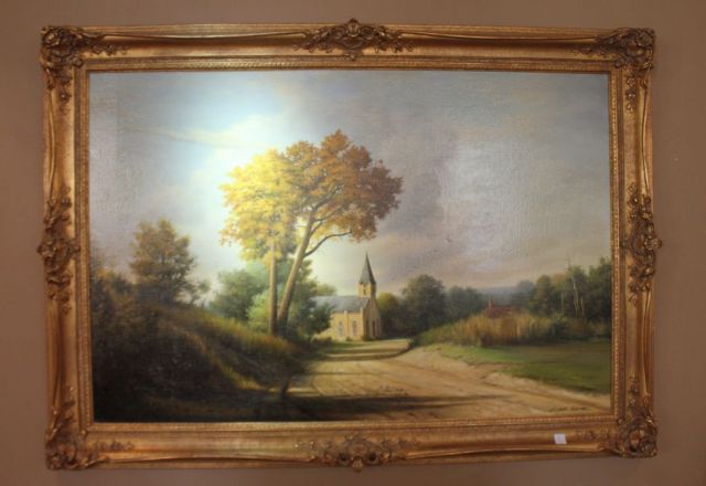 Emmitt Thames Oil Scene with a   Country Church