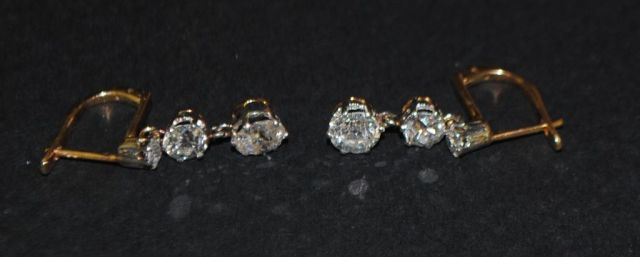 Pair of Lady's Old Mine Cut Diamond Dangle Earrings