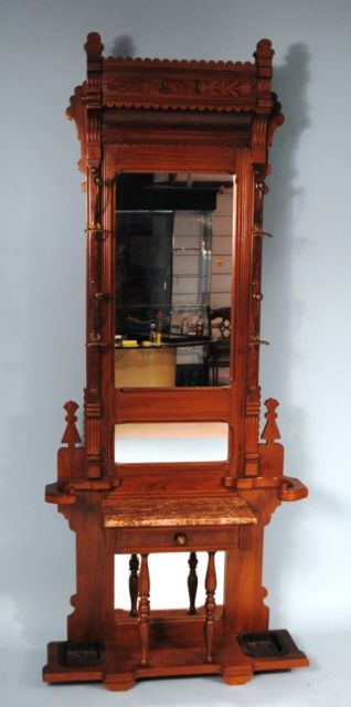 19th Century Walnut Victorian Hall Tree