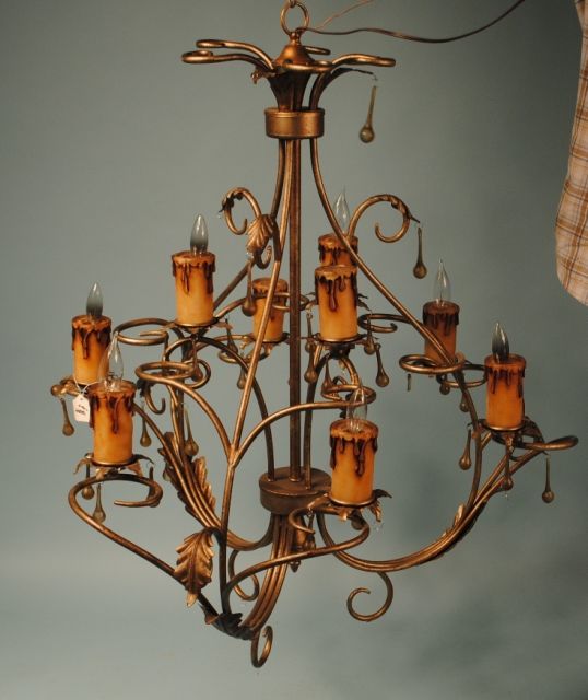 Modern Faux Finish Nine Light Chandelier