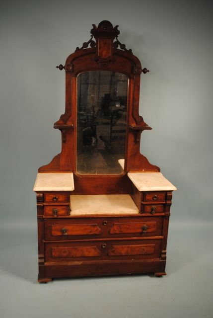 Walnut Victorian Drop Center Dresser