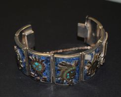Silver Aztec Sodalite Link Style Bracelet