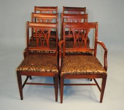 Six Lattice Back Dining Chairs