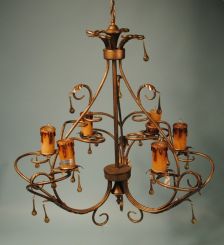 Modern Faux Finish Six Light Chandelier