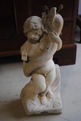 Concrete Statue of Putti Holding Dolphin