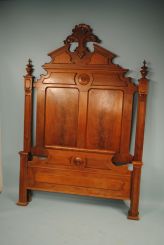 Walnut Victorian High Back Bed