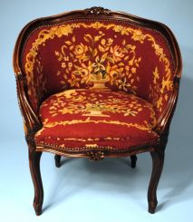 French 19th Century Walnut Barrel Back Chair