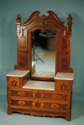 19th Century Victorian Walnut Drop Center Dresser