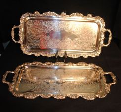 Two Silver Plate Sandwich Trays