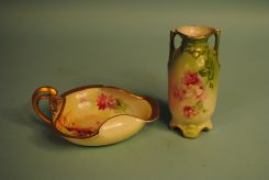 Hand-Painted Porcelain Nappy and Vase