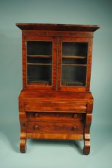 Ogee Crown, Empire Mahogany Secretary/Bookcase