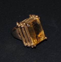 Lady's Log Cabin Style Citrine Ring