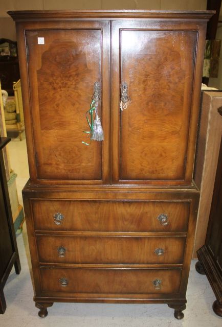 Two Piece Walnut Queen Anne Tall Boy Chest