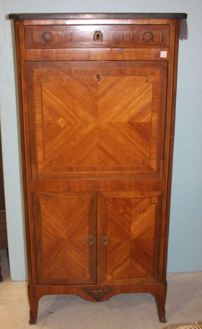 Napoleon III Gilt Brass Mounted Kingwood and Marquetry Secretaire A Abattant with Marble Top