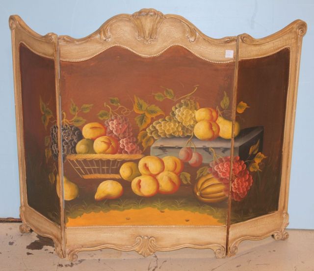 Hand Painted Fireplace Three Section Screen