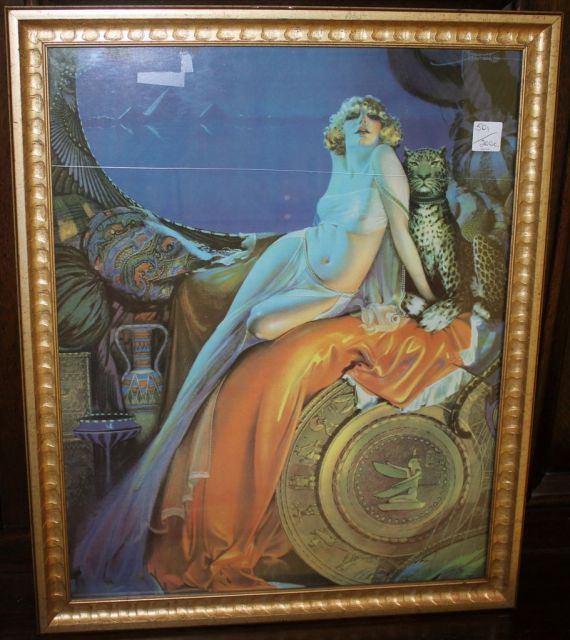 Cleopatra Style Art Deco Print in Gold Frame