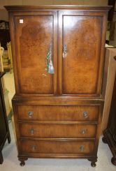 Two Piece Walnut Queen Anne Tall Boy Chest