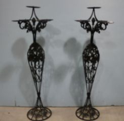 Pair of Decorative Five Arm Iron Candlesticks