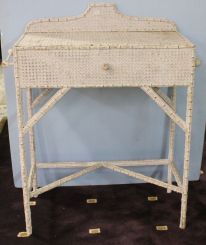 Painted White Bamboo and Cane Wash Stand