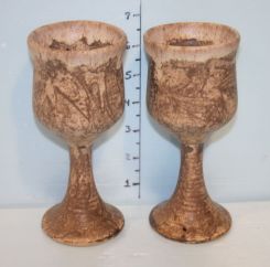Two Peter's Pottery Nutmeg Wine Goblets