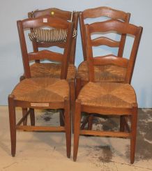 Set of Four Fruitwood French Provincial Side Chairs