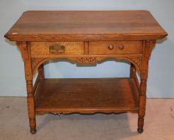 Oak East Lake Two Drawer Library Table