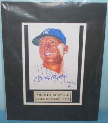 Autographed Picture of Mickey Mantle Hall of Fame 1974