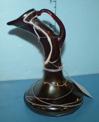 Art Glass Ewer with Applied Swirls