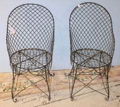 French Garden Chairs Fashioned in Light Weight Black Iron