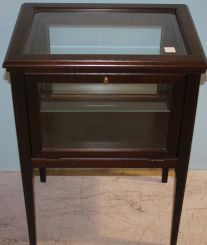 Small Glass Side Table with Mahogany Wood