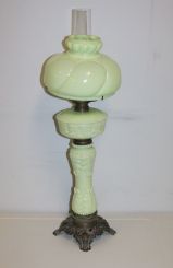 Royal Green Milk Glass Victorian Banquet Lamp