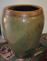 Green and Brown Glazed Terra-Cotta Planter