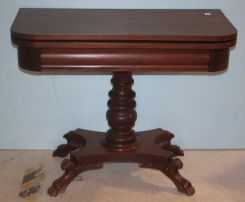Mahogany Empire Revival Card Table with Carved Paw Feet