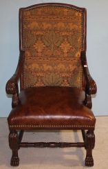William and Mary Style Clawfoot Foyer Chair