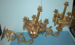 Pair of Heavy Brass Five Candle Wall Sconces
