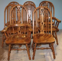 Eight Oak Windsor Braceback Dining Chairs